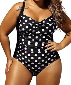 MeliGirls Women's Plus Size Swimsuit Swimwear One Piece Polka Dot Monokini Bikini