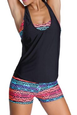 WoldGirls Womens Plus Size Tankini Swimsuit Swimwear Strappy 3 Piece Bikini Set