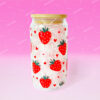 Strawberry Clear 16 oz Glass Cup