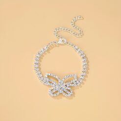 2pcs Butterfly Rhinestone Bracelet And Anklet Set-