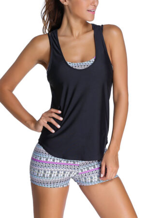 Womens Plus Size Tankini Swimsuit Swimwear Strappy 3 Piece Bikini Set