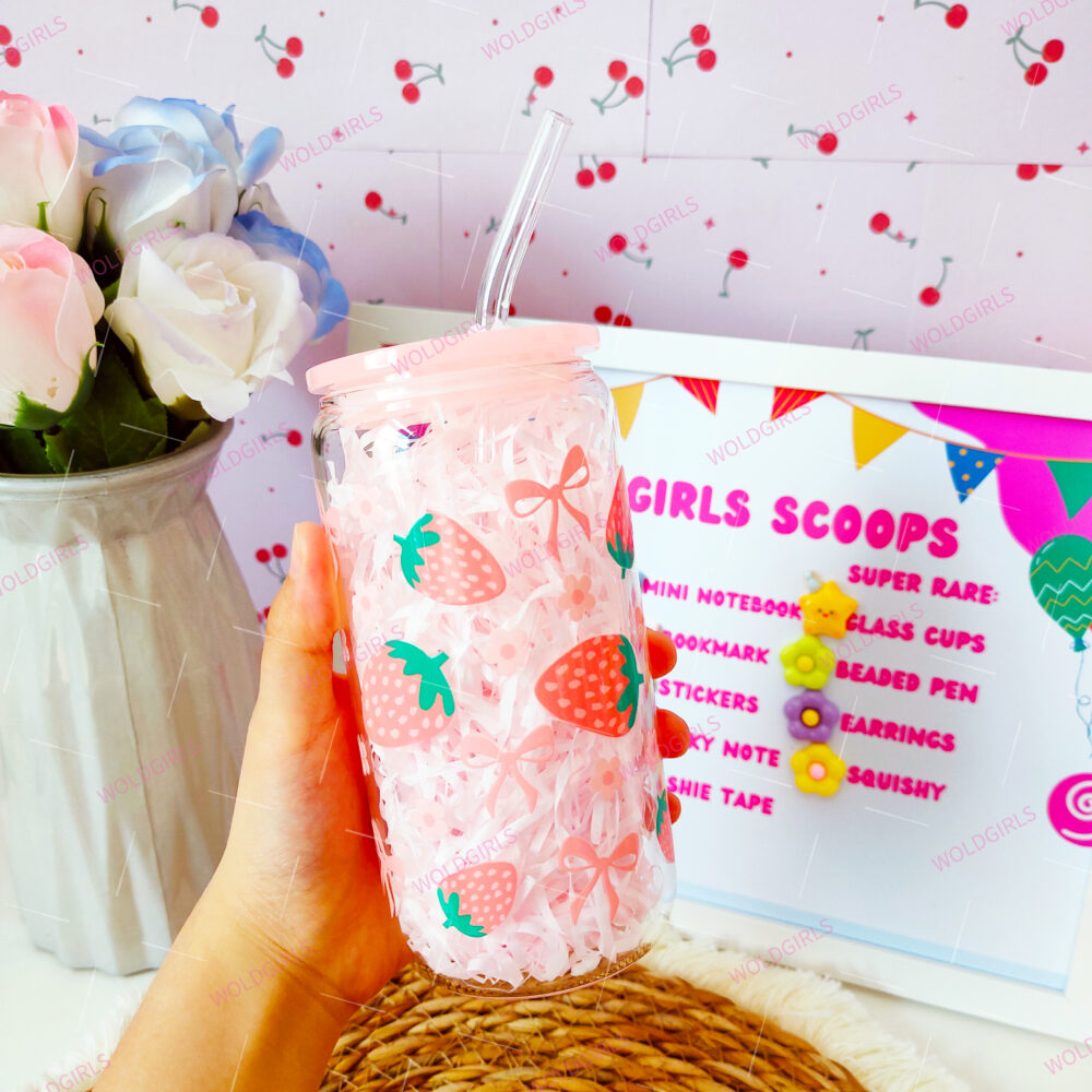 Happiness Clear 16 oz Glass Cup